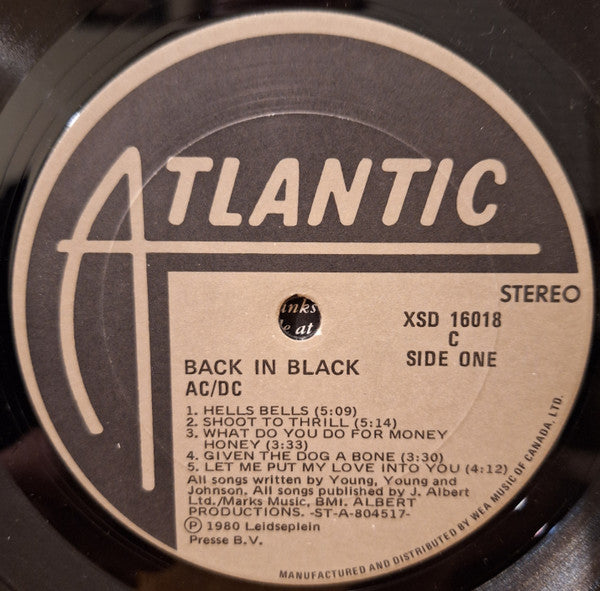 AC/DC - Back In Black - 1980 Original!