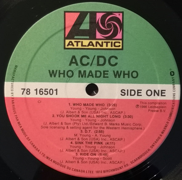 AC/DC – Who Made Who - 1986 Original