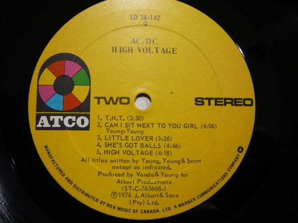 AC/DC ‎– High Voltage - 1976 Original! VinylPursuit.com