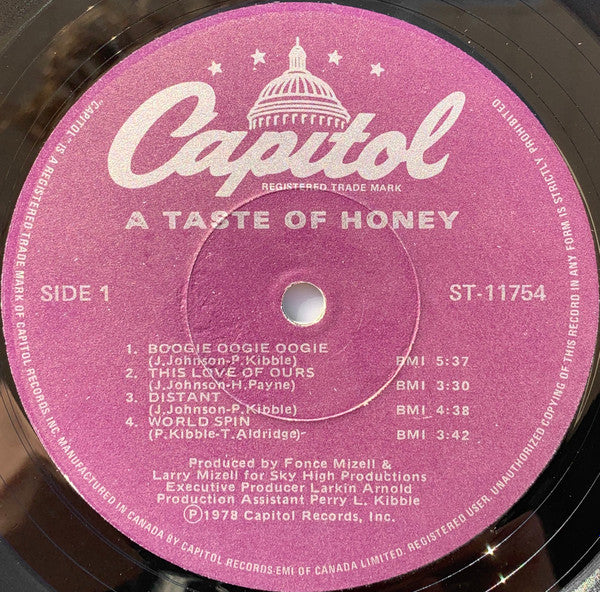 A Taste Of Honey – A Taste Of Honey - 1978 Original