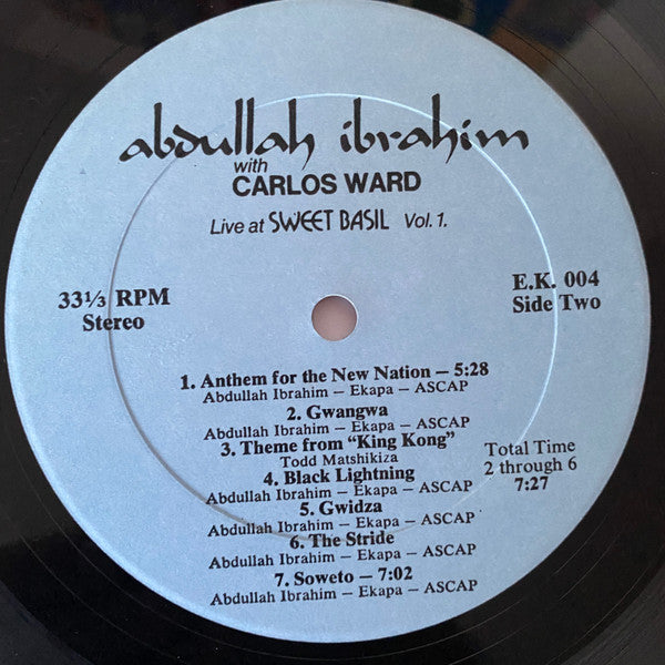 Abdullah Ibrahim With Carlos Ward – Live At Sweet Basil Vol 1 - 1983