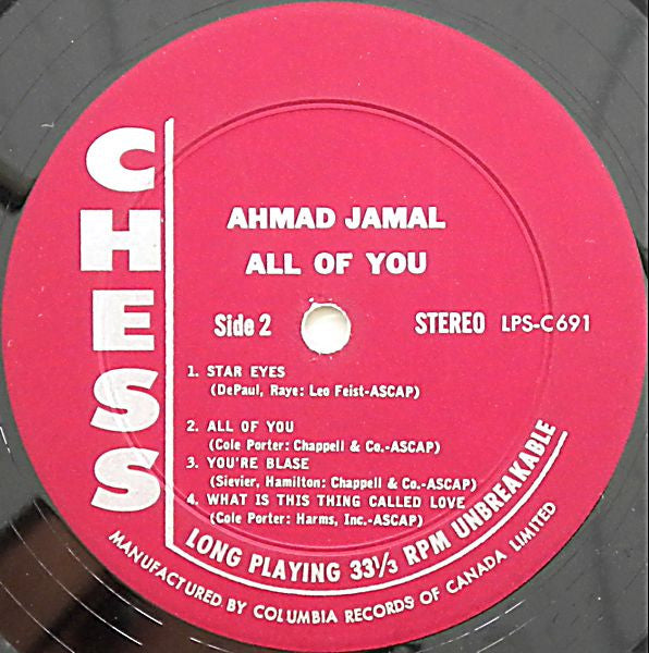 Ahmad Jamal ‎– All Of You - 1962 Original!