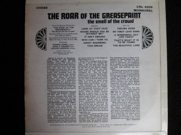 Ahmad Jamal ‎– The Roar Of The Greasepaint - The Smell Of The Crowd - 1965 MONO Original! VinylPursuit.com