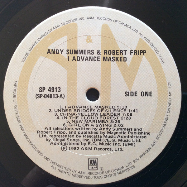 Andy Summers and Robert Fripp – I Advance Masked - 1982 Original! VinylPursuit.com