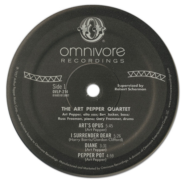 Art Pepper Quartet – The Art Pepper Quartet - Limited Edition, Numbered, RSD, Clear Vinyl!