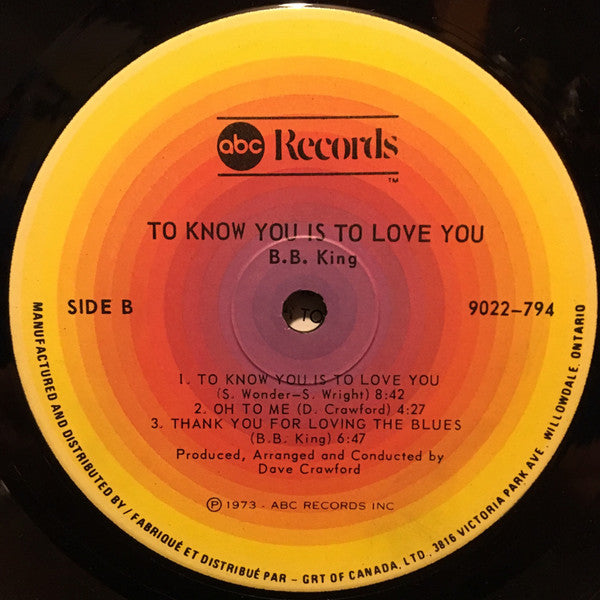 BB King – To Know You Is To Love You VinylPursuit.com