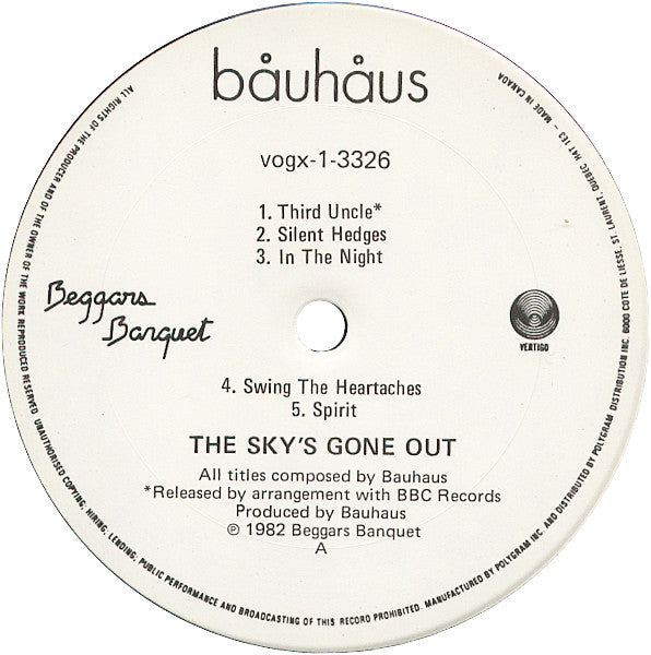 Bauhaus – The Sky's Gone Out - 1983 Original with Single!