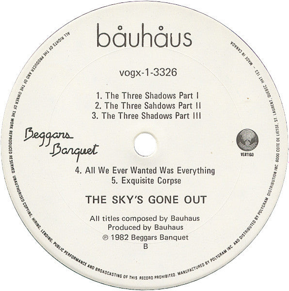 Bauhaus – The Sky's Gone Out - 1983 Original with Single!