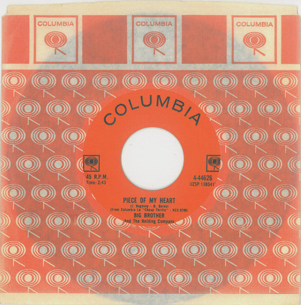 Janis Joplin w Big Brother & The Holding Company – Piece Of My Heart / Turtle Blues-  7"  Single, 1968 Vinyl Pursuit Inc