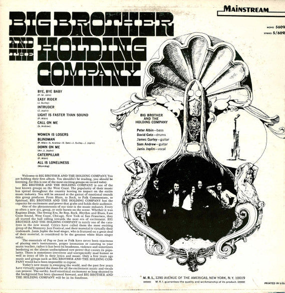 Big Brother & The Holding Company (with Janis Joplin) – 1967 US Original, Rare VinylPursuit.com
