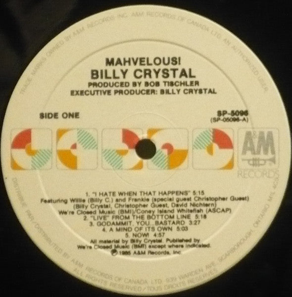 Billy Crystal – Mahvelous! - 1985 Original - Bargain Bin! VinylPursuit.com