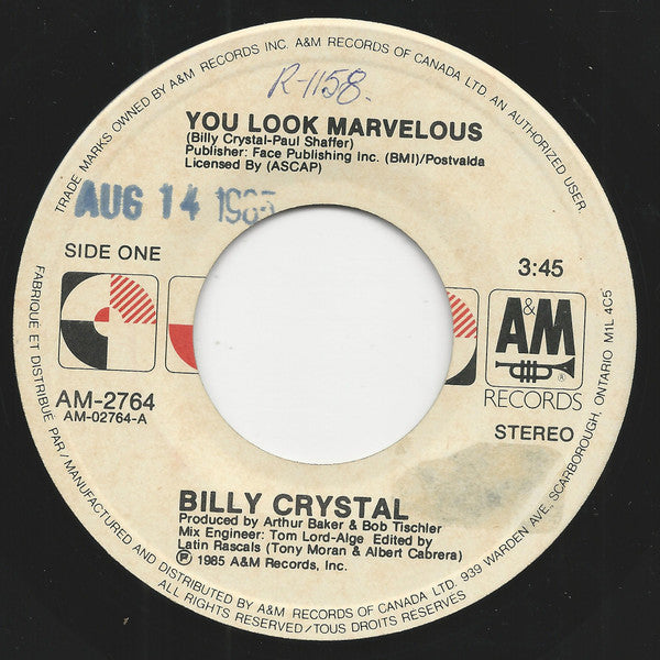 Billy Crystal – You Look Marvelous - 7" Single, 1985
