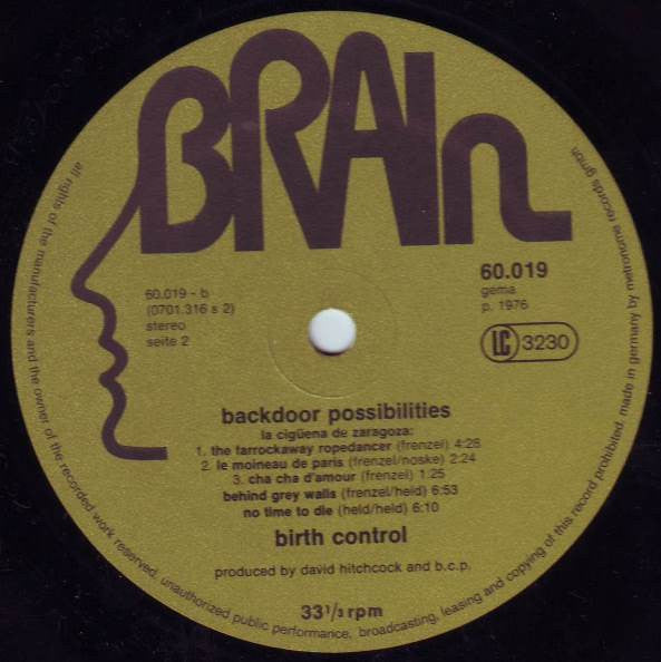 Birth Control – Backdoor Possibilities - 1976 German Original! VinylPursuit.com