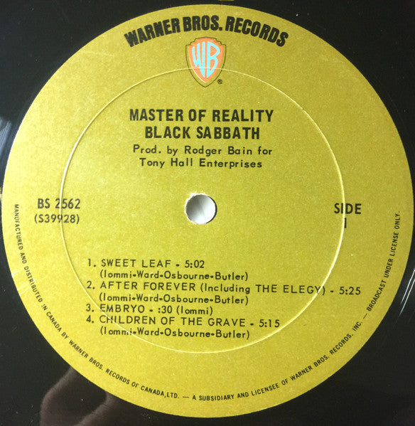 Black Sabbath - Master Of Reality - 1977 Green Label Beauty!