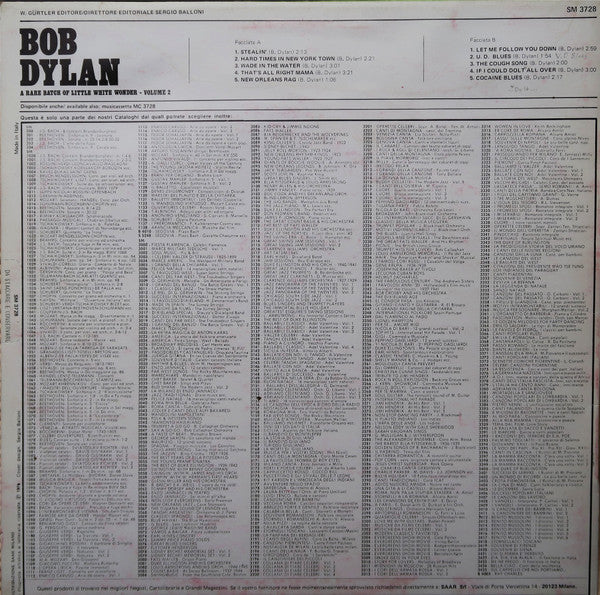 Bob Dylan – A Rare Batch Of Little White Wonder - Volume 2 -  Rare 1981 Italian Pressing