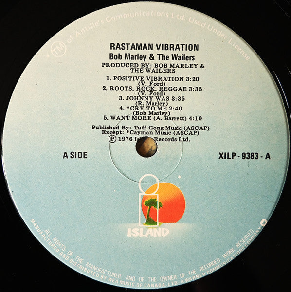 Bob Marley & The Wailers – Rastaman Vibration - Early Pressing! VinylPursuit.com