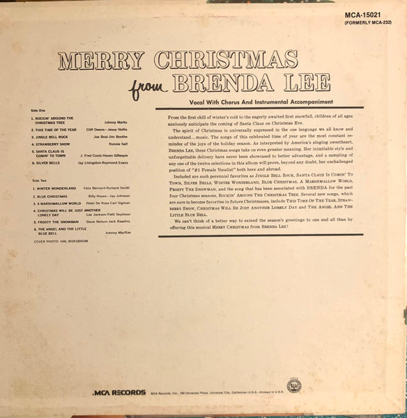 Brenda Lee – Merry Christmas From Brenda Lee - 1980 US Pressing VinylPursuit.com
