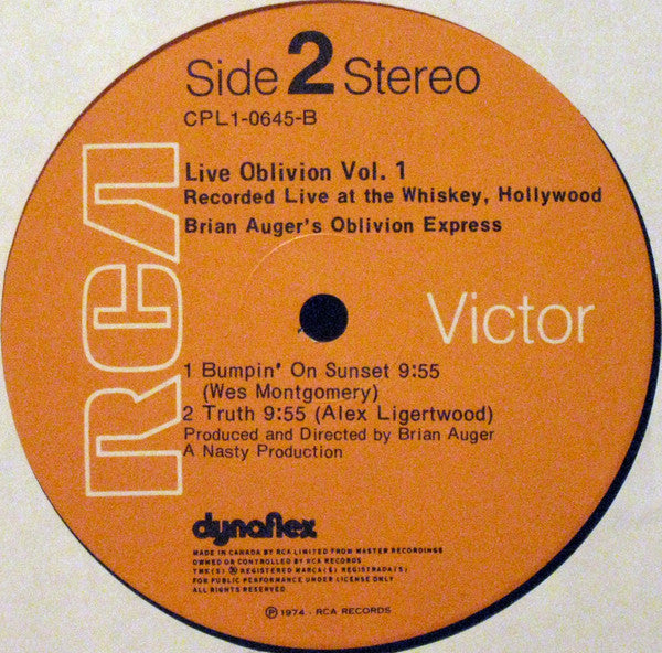 Brian Auger's Oblivion Express – Live Oblivion Vol 1 - 1974 Original