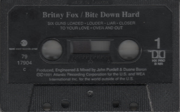 Britny Fox – Bite Down Hard - 1991 Original Cassette VinylPursuit.com