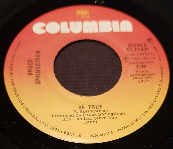 Bruce Springsteen – Fade Away Single -  7", 45 RPM, 1981 Vinyl Pursuit Inc