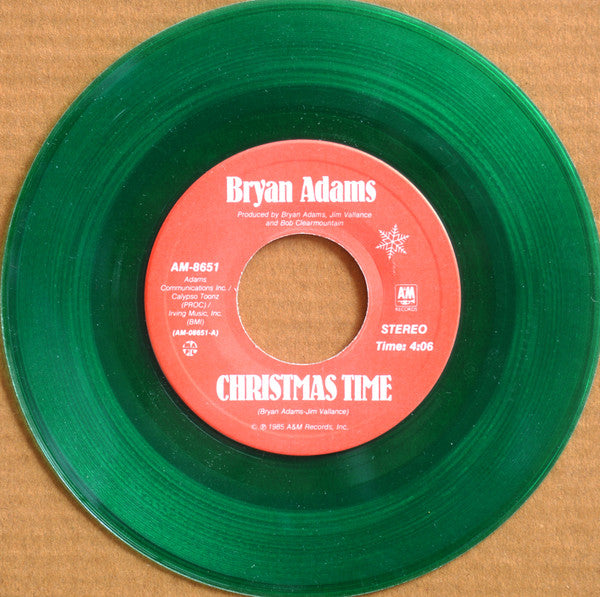 Bryan Adams – Christmas Time -  7" Single, 1985 Green Vinyl!