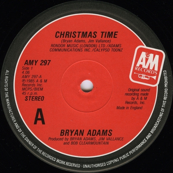 Bryan Adams – Christmas Time - 1985 UK Original VinylPursuit.com