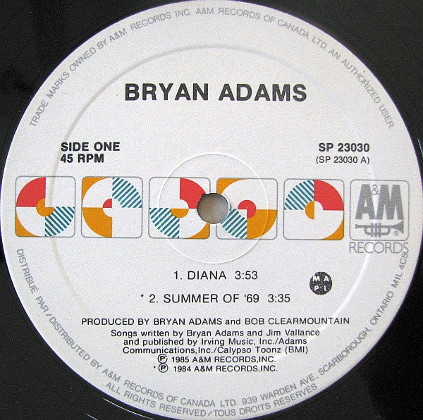 Bryan Adams – Diana / Summer Of 69' / The Bryan Adamix - 1985  Original VinylPursuit.com