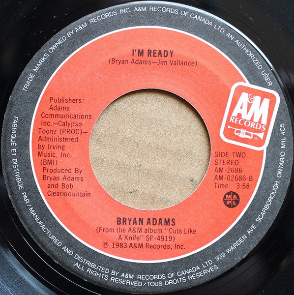 Bryan Adams – Run To You -  7" Single, 1984