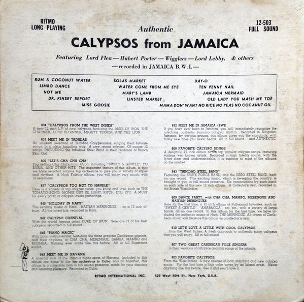 Calypsos From Jamaica  - Early US Pressing VinylPursuit.com