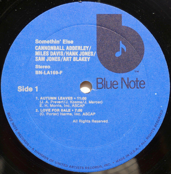 Cannonball Adderley with Miles Davis, Sam Jones, Hank Jones, Art Blakey – Somethin' Else - 1973 Pressing