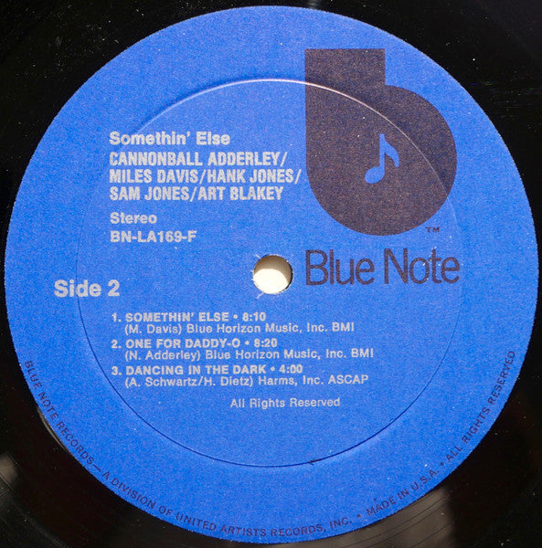Cannonball Adderley with Miles Davis, Sam Jones, Hank Jones, Art Blakey – Somethin' Else - 1973 Pressing