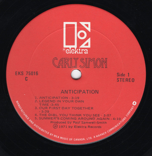 Carly Simon – Anticipation - Early Pressing VinylPursuit.com