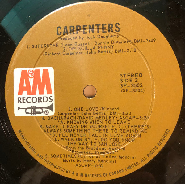 Carpenters – Carpenters - 1971 Original in Envelope Sleeve!