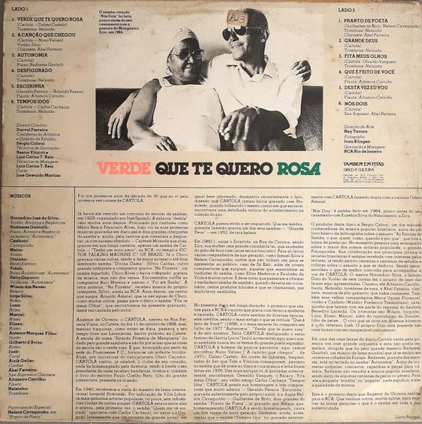 Cartola – Verde Que Te Quero Rosa - 1977 Original Brazilian Release, Rare!