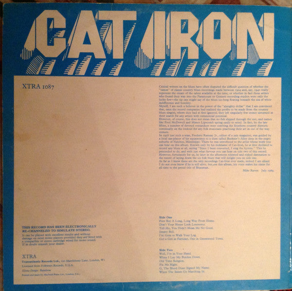 Cat Iron ‎– Cat Iron - 1969 Original UK Pressing!