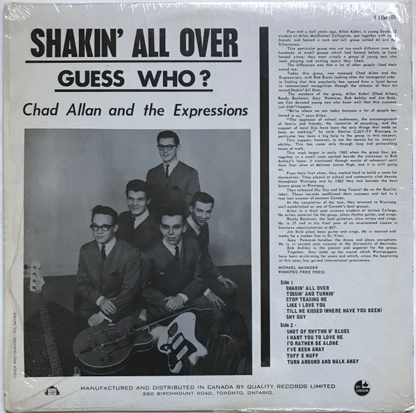 Chad Allan & The Expressions ‎– Shakin' All Over - Guess Who? - Album Cover Art! VinylPursuit.com