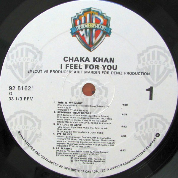Chaka Khan – I Feel For You - 1984 Original - Vinyl Pursuit Inc