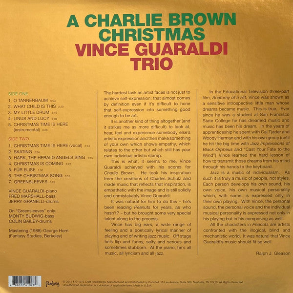 Vince Guaraldi Trio – A Charlie Brown Christmas - Limited Edition, Red Translucent, Embossed Vinyl Pursuit Inc