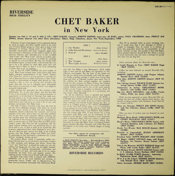 Chet Baker – In New York! US Pressing