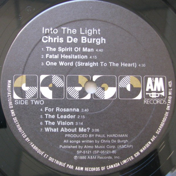 Chris de Burgh – Into The Light - 1986, Bargain! Vinyl Pursuit Inc