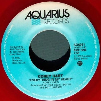 Corey Hart – Everything In My Heart -  7" Single - 1985 RED VINYL!
