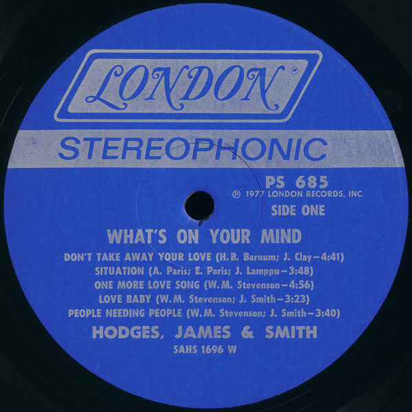 Hodges, James & Smith* – What's On Your Mind? - 1977 Promo VinylPursuit.com