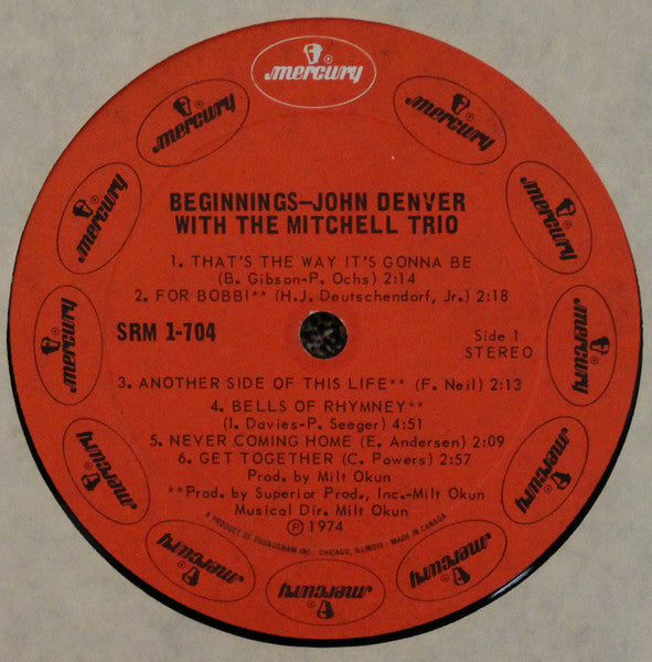 John Denver With The Mitchell Trio – Beginnings - 1974 Vinyl Pursuit Inc