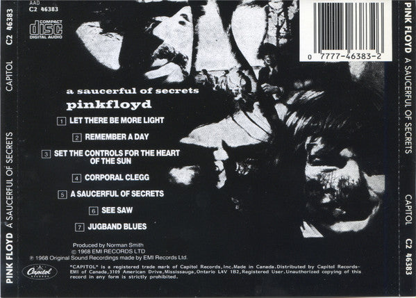 Pink Floyd – A Saucerful Of Secrets - 1988 CD Vinyl Pursuit Inc