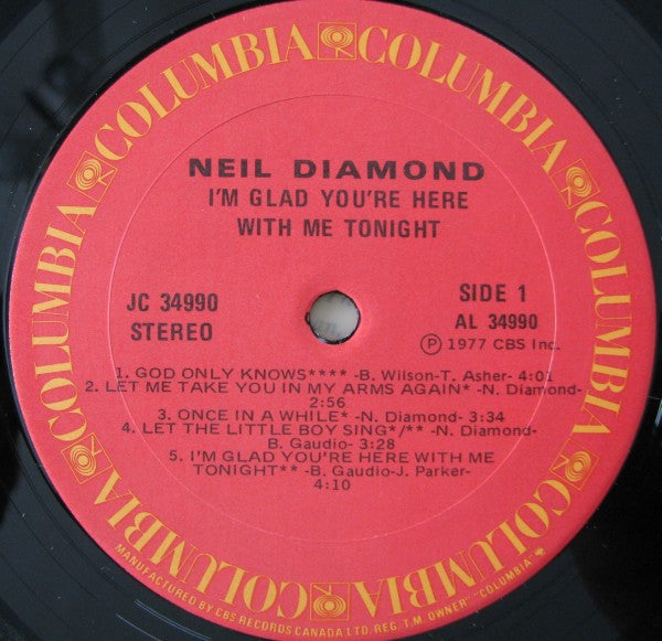 Neil Diamond – I'm Glad You're Here With Me Tonight - 1977 Vinyl Pursuit Inc