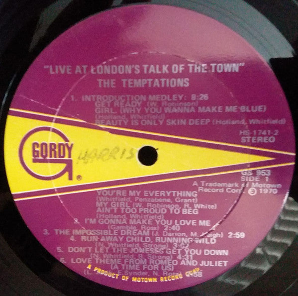 The Temptations – Live At London's Talk Of The Town - 1970 Original VinylPursuit.com
