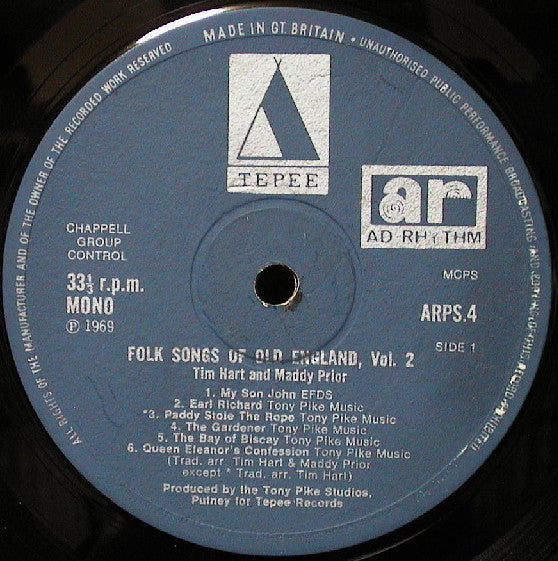 Tim Hart & Maddy Prior – Folk Songs Of Old England Volume 2 - 1969 Pressing VinylPursuit.com