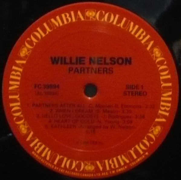 Willie Nelson – Partners - 1986 Vinyl Pursuit Inc