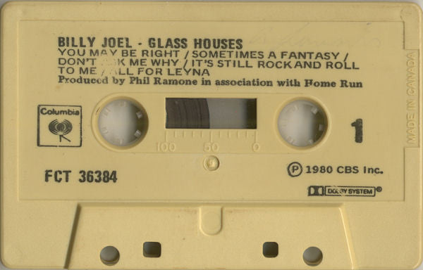 Billy Joel – Glass Houses - 1980 Cassette VinylPursuit.com