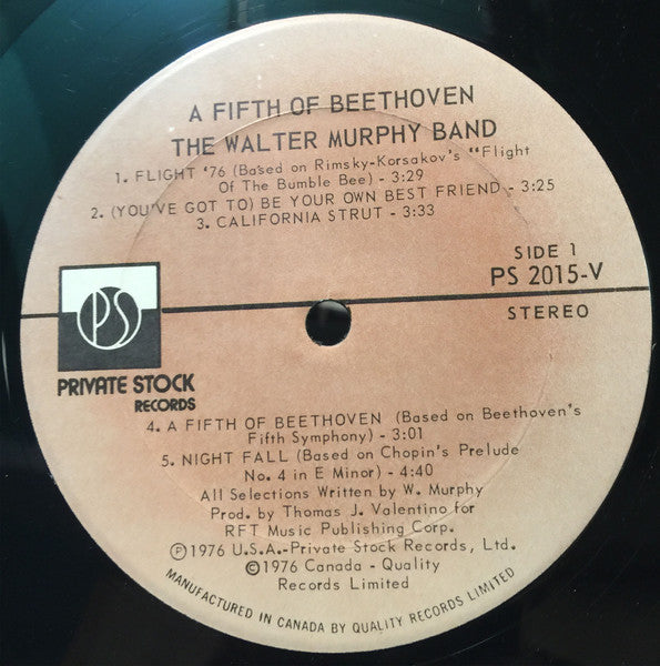 The Walter Murphy Band – A Fifth Of Beethoven - 1976 VinylPursuit.com